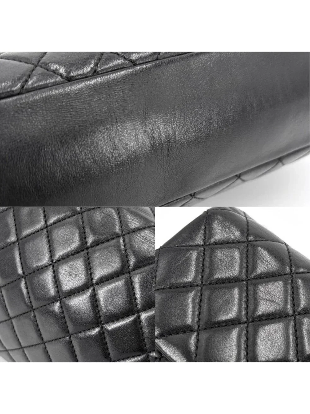 Chanel Shoulder Bag Quilted Westminster Chain Leather Faux Pearl Black Gold